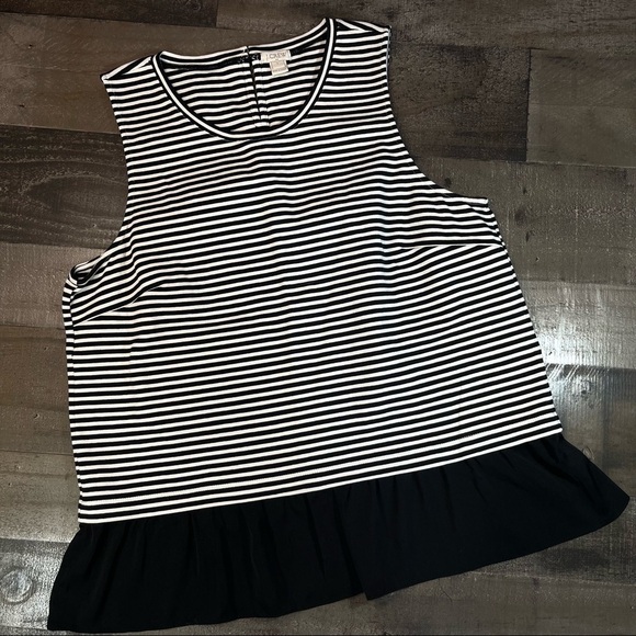 J Crew Black Striped Tank Top size Large - Picture 1 of 11